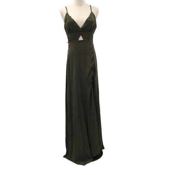 LULU'S SZ M Green Endless Elegance Surplice Neck Sleeveless Maxi Dress 0B1 *flaw - Picture 3 of 12